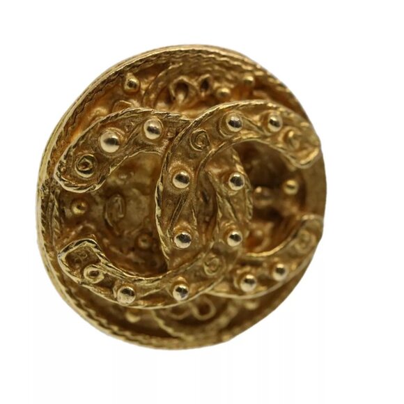 CHANEL Earring Gold Tone CC Auth - Picture 1 of 11